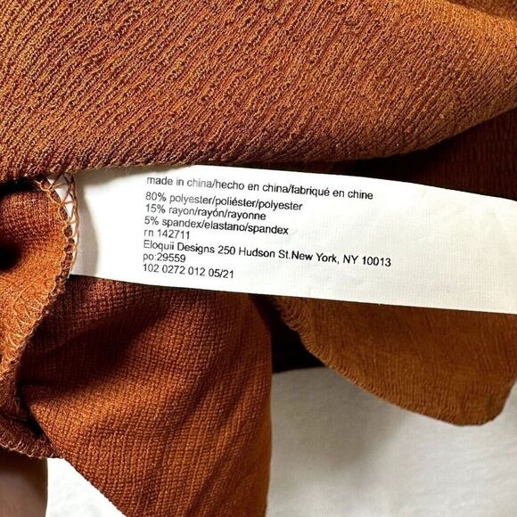Eloquii Top Blouse Size 14 16 Round Neck Short Sleeve Shimmer Stretch Orange - Picture 8 of 8